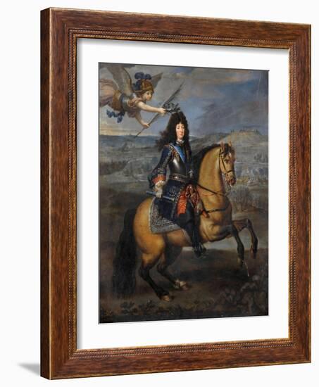 Equestrian Portrait of Louis XIV at the Siege of Namur-Pierre Mignard-Framed Giclee Print