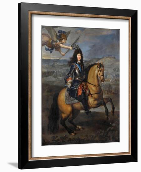 Equestrian Portrait of Louis XIV at the Siege of Namur-Pierre Mignard-Framed Giclee Print