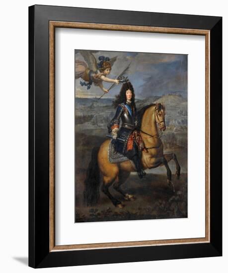 Equestrian Portrait of Louis XIV at the Siege of Namur-Pierre Mignard-Framed Giclee Print