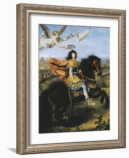 Equestrian Portrait of Louis XIV-Pierre Mignard-Framed Art Print