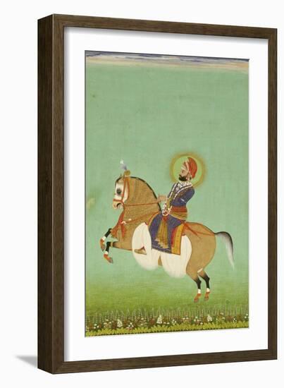 Equestrian Portrait of Maharana Sarup Singh, Signed by Shiva, Mewar, circa 1858-null-Framed Giclee Print