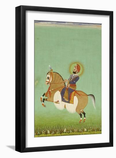 Equestrian Portrait of Maharana Sarup Singh, Signed by Shiva, Mewar, circa 1858-null-Framed Giclee Print