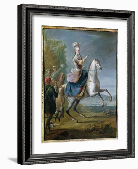 Equestrian Portrait of Maria Leszczynska (1703-68)-Jean-Baptiste Martin-Framed Giclee Print