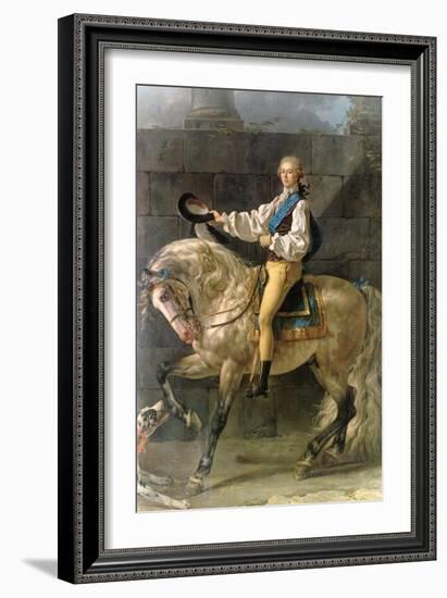 Equestrian Portrait of Stanislas Kostka Potocki 1781-Jacques-Louis David-Framed Giclee Print