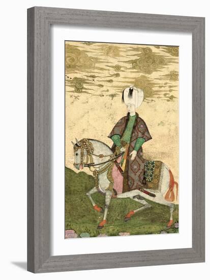 Equestrian Portrait of Sultan Osman II (1603-22) 1618-Nakshi-Framed Giclee Print