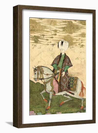 Equestrian Portrait of Sultan Osman II (1603-22) 1618-Nakshi-Framed Giclee Print