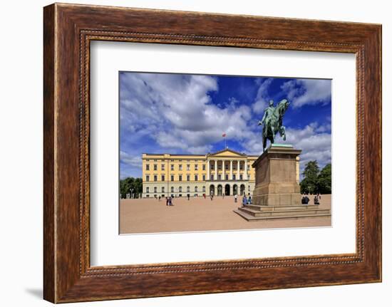 Equestrian statue of King Karl Johan at Royal Palace, Oslo, Norway, Scandinavia, Europe-Hans-Peter Merten-Framed Photographic Print
