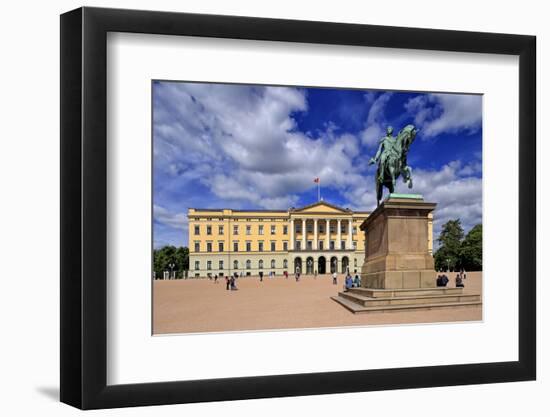 Equestrian statue of King Karl Johan at Royal Palace, Oslo, Norway, Scandinavia, Europe-Hans-Peter Merten-Framed Photographic Print