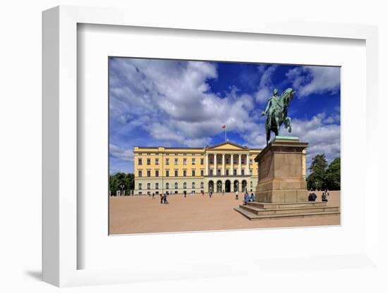 Equestrian statue of King Karl Johan at Royal Palace, Oslo, Norway, Scandinavia, Europe-Hans-Peter Merten-Framed Photographic Print