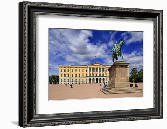 Equestrian statue of King Karl Johan at Royal Palace, Oslo, Norway, Scandinavia, Europe-Hans-Peter Merten-Framed Photographic Print