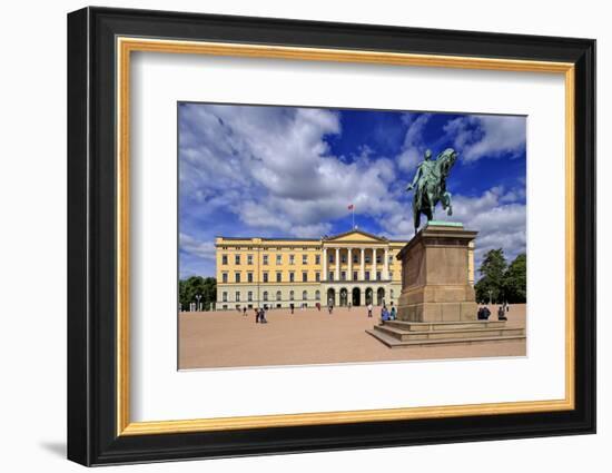 Equestrian statue of King Karl Johan at Royal Palace, Oslo, Norway, Scandinavia, Europe-Hans-Peter Merten-Framed Photographic Print