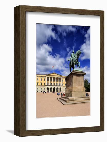 Equestrian statue of King Karl Johan at Royal Palace, Oslo, Norway, Scandinavia, Europe-Hans-Peter Merten-Framed Photographic Print