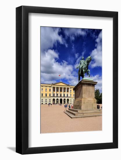 Equestrian statue of King Karl Johan at Royal Palace, Oslo, Norway, Scandinavia, Europe-Hans-Peter Merten-Framed Photographic Print