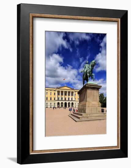 Equestrian statue of King Karl Johan at Royal Palace, Oslo, Norway, Scandinavia, Europe-Hans-Peter Merten-Framed Photographic Print