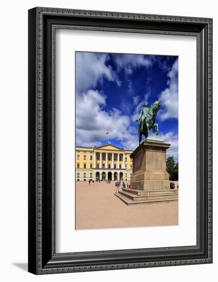 Equestrian statue of King Karl Johan at Royal Palace, Oslo, Norway, Scandinavia, Europe-Hans-Peter Merten-Framed Photographic Print