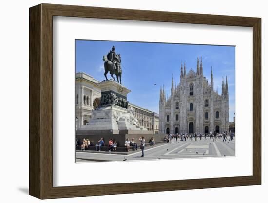 Equestrian Statue of Victor Emmanuel Ii and Milan Cathedral (Duomo), Piazza Del Duomo, Milan-Peter Richardson-Framed Photographic Print