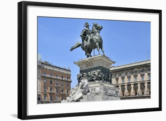 Equestrian Statue of Victor Emmanuel Ii, Piazza Del Duomo, Milan, Lombardy, Italy, Europe-Peter Richardson-Framed Photographic Print