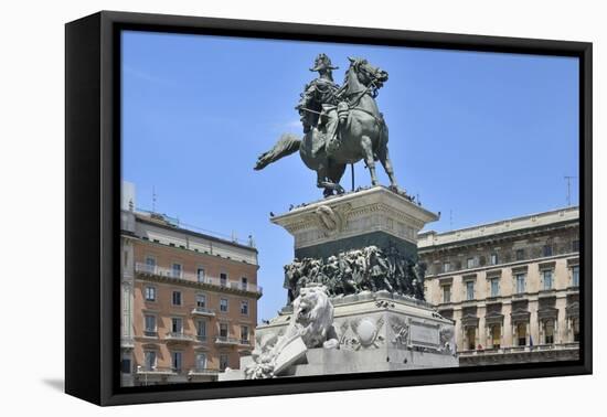 Equestrian Statue of Victor Emmanuel Ii, Piazza Del Duomo, Milan, Lombardy, Italy, Europe-Peter Richardson-Framed Premier Image Canvas