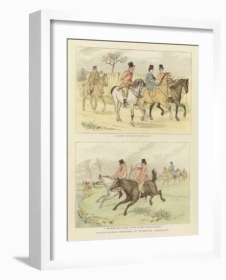 Equestrian Watercolour Sketches-Randolph Caldecott-Framed Giclee Print