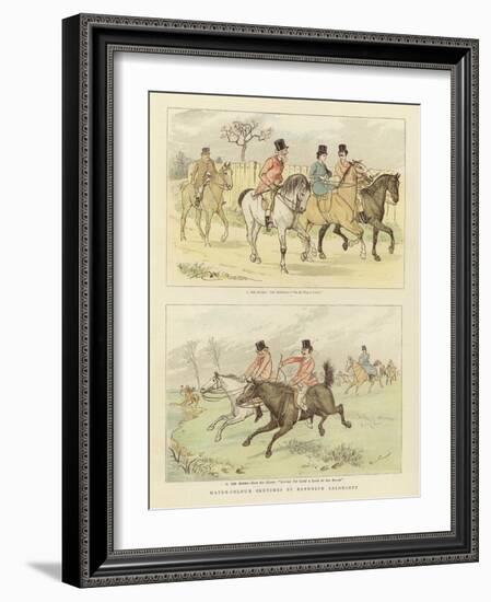 Equestrian Watercolour Sketches-Randolph Caldecott-Framed Giclee Print