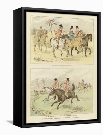 Equestrian Watercolour Sketches-Randolph Caldecott-Framed Premier Image Canvas