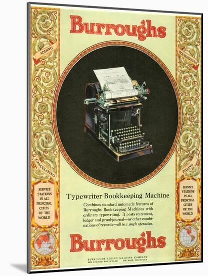 Equipment Burroughs, Adding Machines, Accountants, USA, 1920-null-Mounted Giclee Print
