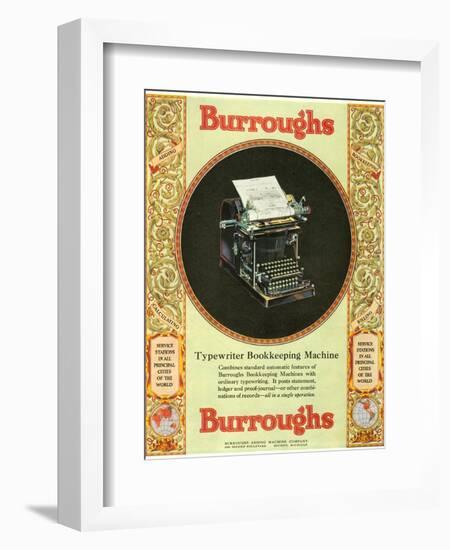 Equipment Burroughs, Adding Machines, Accountants, USA, 1920-null-Framed Giclee Print