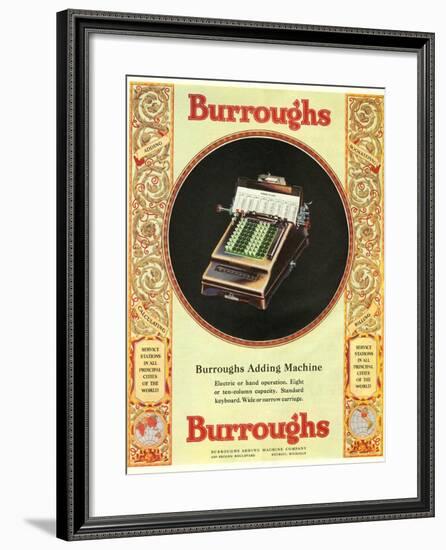 Equipment Burroughs, Adding Machines, Accountants, USA, 1920-null-Framed Giclee Print