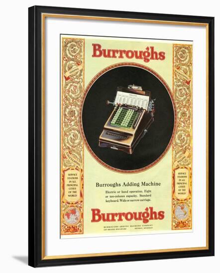 Equipment Burroughs, Adding Machines, Accountants, USA, 1920-null-Framed Giclee Print