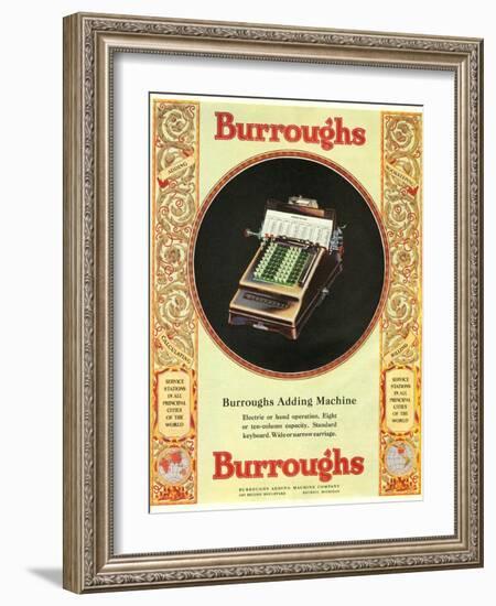 Equipment Burroughs, Adding Machines, Accountants, USA, 1920-null-Framed Giclee Print