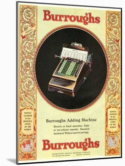 Equipment Burroughs, Adding Machines, Accountants, USA, 1920-null-Mounted Giclee Print