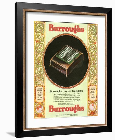 Equipment Burroughs, Adding Machines, Accountants, USA, 1920-null-Framed Giclee Print