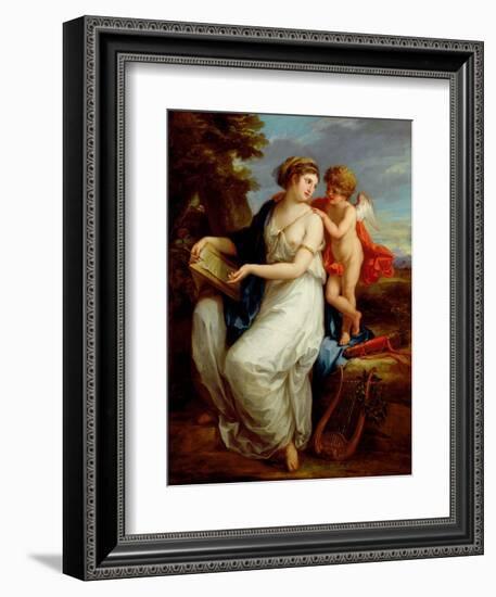 Erato, the Muse of Lyric Poetry with a Putto-Angelica Kauffmann-Framed Giclee Print