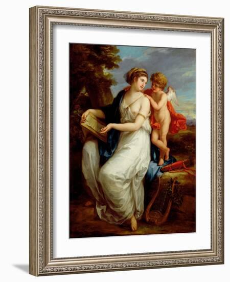 Erato, the Muse of Lyric Poetry with a Putto-Angelica Kauffmann-Framed Giclee Print