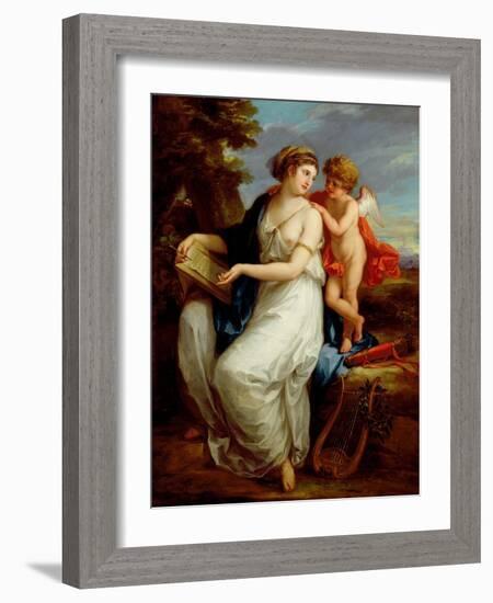 Erato, the Muse of Lyric Poetry with a Putto-Angelica Kauffmann-Framed Giclee Print