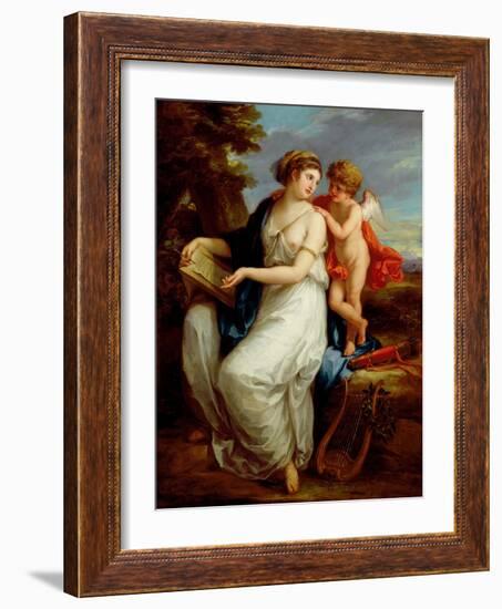 Erato, the Muse of Lyric Poetry with a Putto-Angelica Kauffmann-Framed Giclee Print