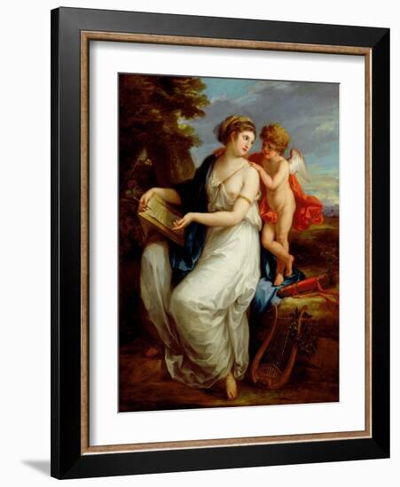 Erato, the Muse of Lyric Poetry with a Putto-Angelica Kauffmann-Framed Giclee Print