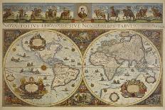 Map in Two Hemispheres with Portrait of Pope Innocent XI, 1676-Erdkarte-Laminated Giclee Print