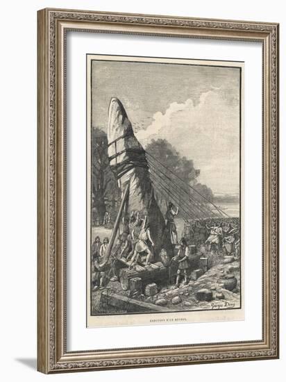 Erecting a Menhir-Georges Devy-Framed Art Print