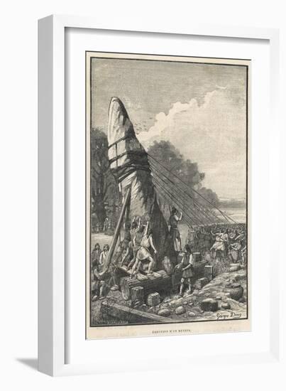 Erecting a Menhir-Georges Devy-Framed Art Print