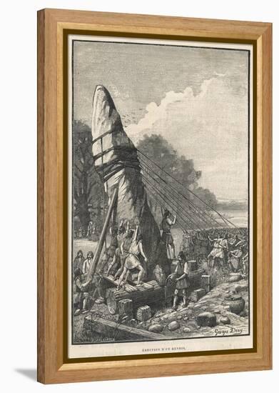 Erecting a Menhir-Georges Devy-Framed Stretched Canvas