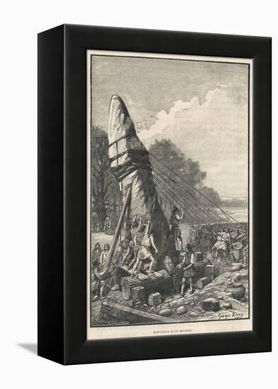 Erecting a Menhir-Georges Devy-Framed Stretched Canvas