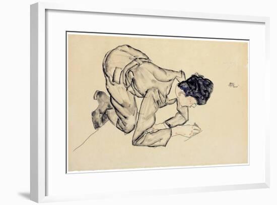 Erich Lederer Drawing on the Floor, 1912-Egon Schiele-Framed Giclee Print