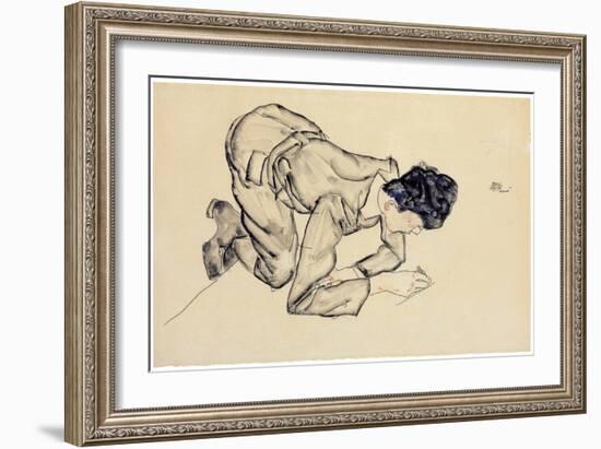 Erich Lederer Drawing on the Floor, 1912-Egon Schiele-Framed Giclee Print