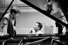 Herbert von Karajan  recording Beethoven's Piano Concert with Berlin Philharmonic and Glenn Gould-Erich Lessing-Photographic Print