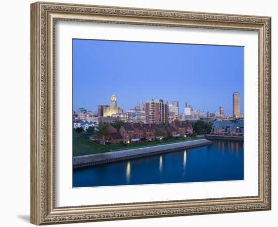 Erie Basin Marina and City Skyline, Buffalo, New York State, USA-Richard Cummins-Framed Photographic Print