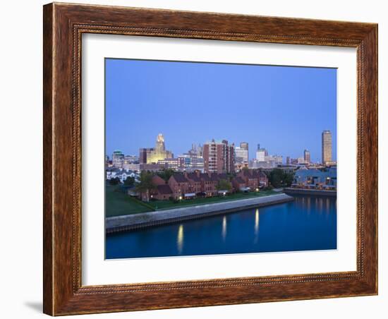 Erie Basin Marina and City Skyline, Buffalo, New York State, USA-Richard Cummins-Framed Photographic Print