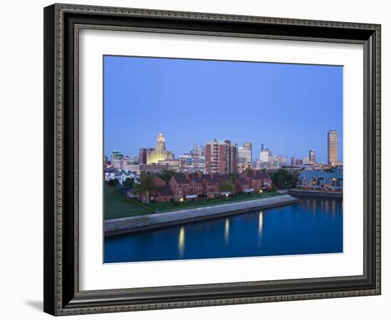 Erie Basin Marina and City Skyline, Buffalo, New York State, USA-Richard Cummins-Framed Photographic Print