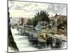 Erie Canal Barge Towed Through Schenectady, New York, 1800s-null-Mounted Giclee Print