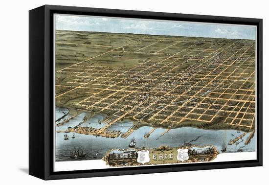 Erie, Pennsylvania - Panoramic Map-Lantern Press-Framed Stretched Canvas